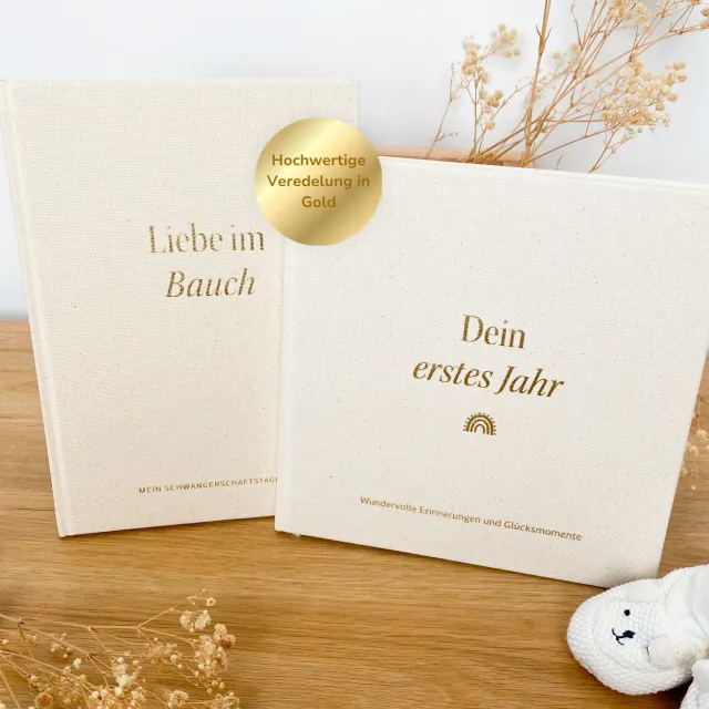 MeinBaby123 Liebe im Bauch Leinenbücher Schwangerschaft 2er-Set