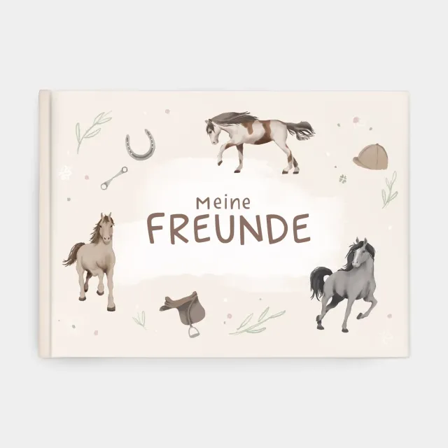MINTKIND Freundebuch Pferde Beige für 30 Freunde 140g