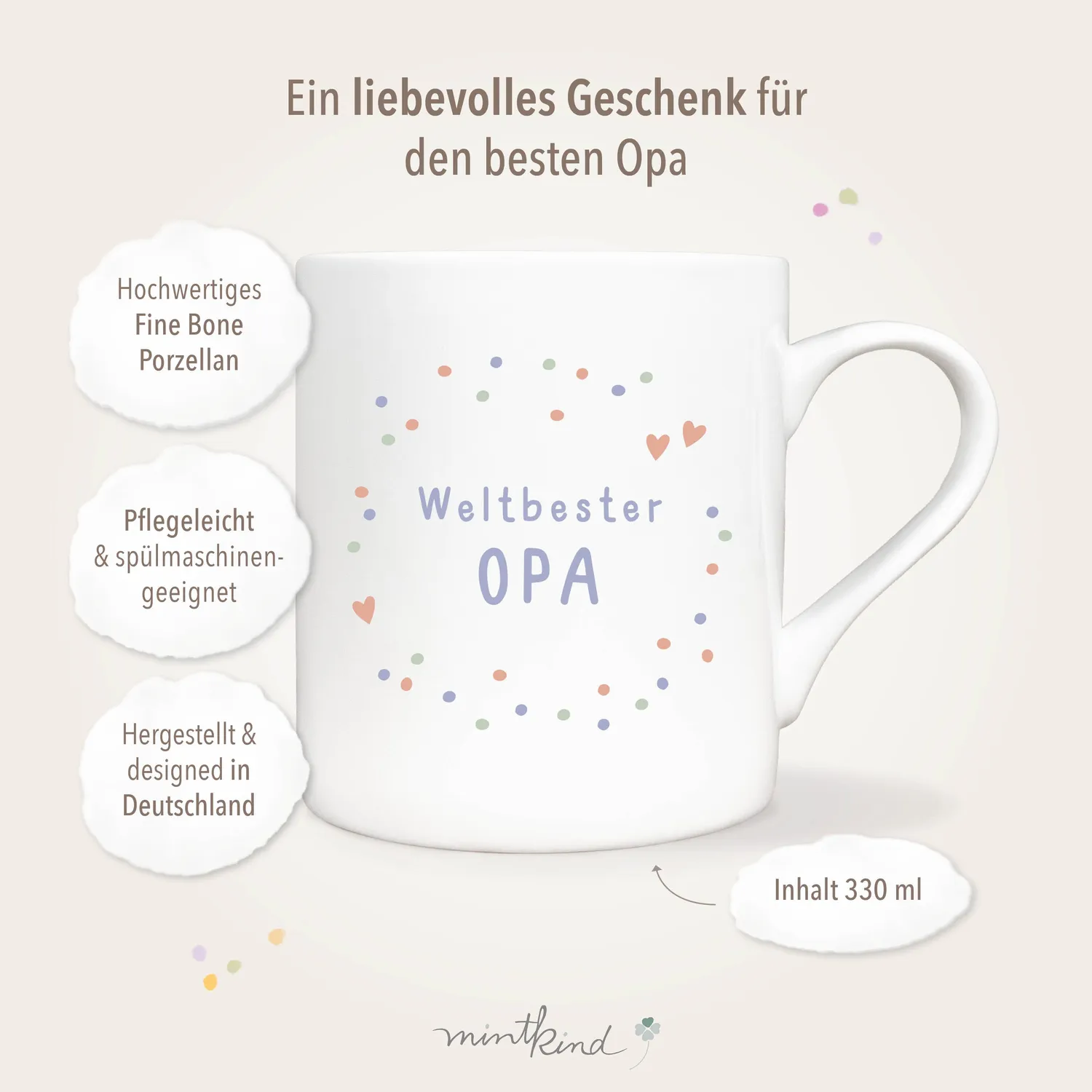 MINTKIND Geschenk Set Opa Buch Tasse Karte 3-teilig