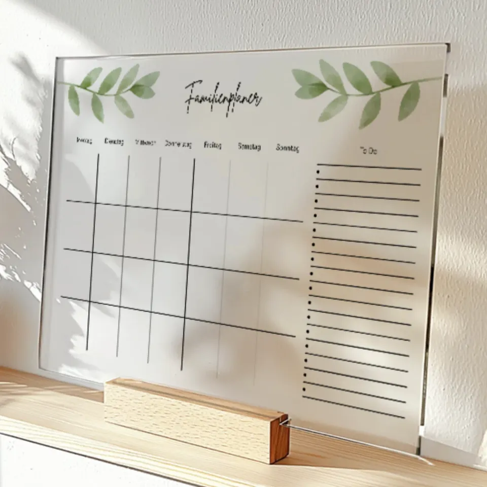 MeinBaby123 Familienplaner Acryl A3 mit Holzhalterung