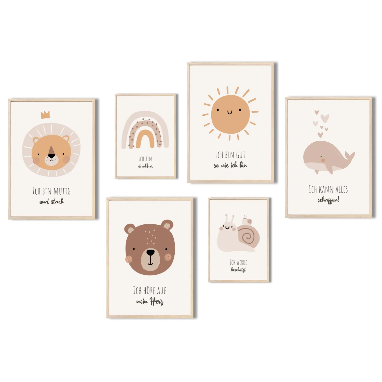 MeinBaby123 Kinderzimmerposter 6er Set A4 A5 Affirmation