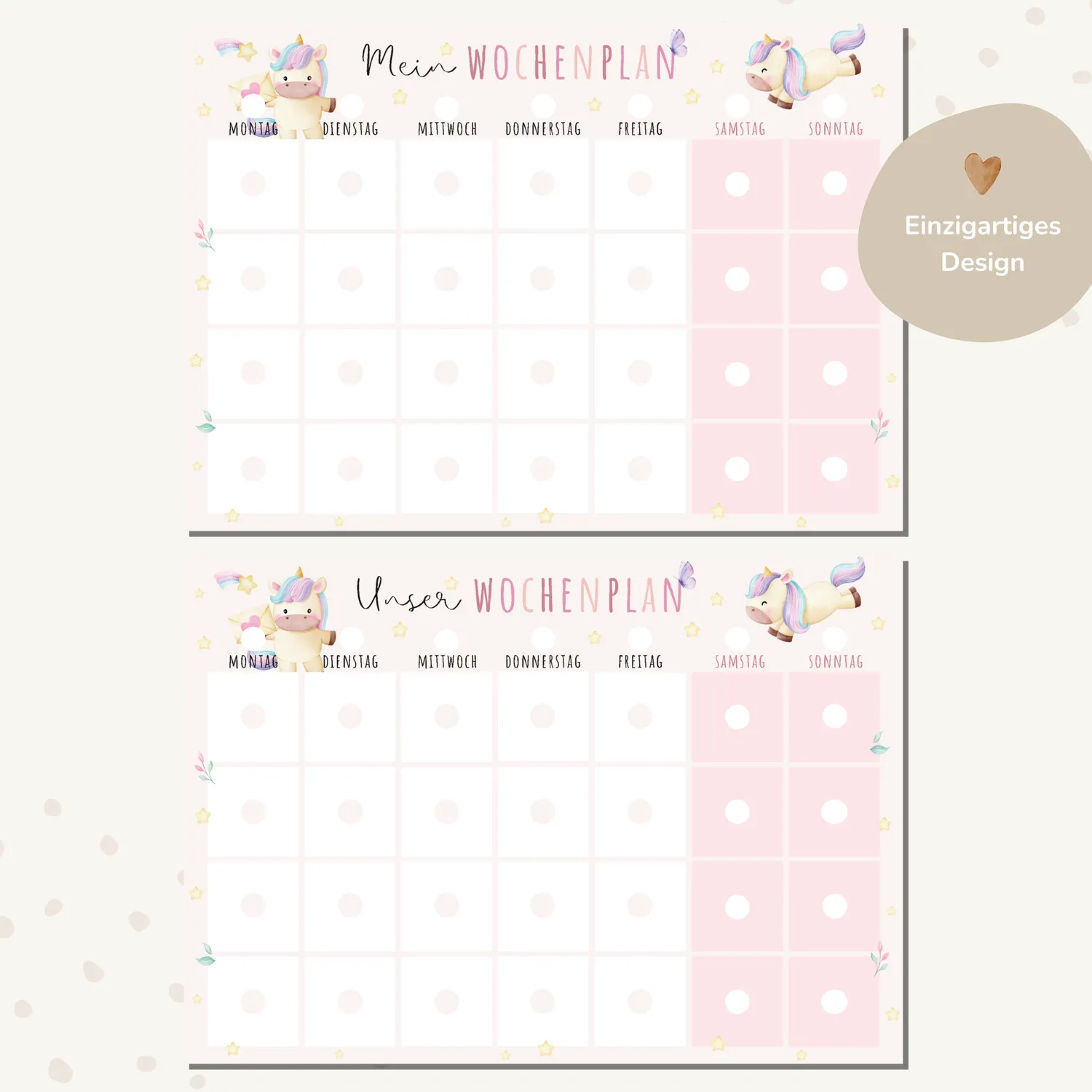 MeinBaby123 Wochenplan Einhorn Montessori zum Ausdrucken