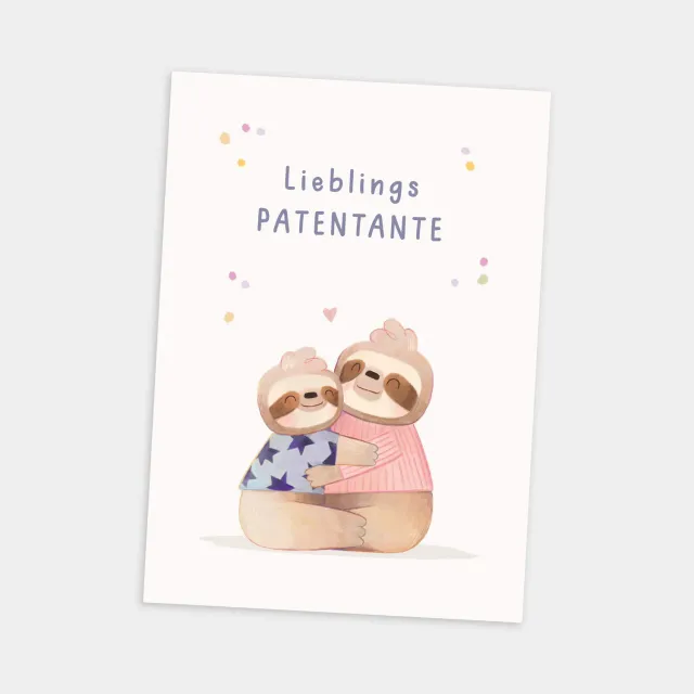 MINTKIND Lieblingspatentante Postkarte Faultiere A6