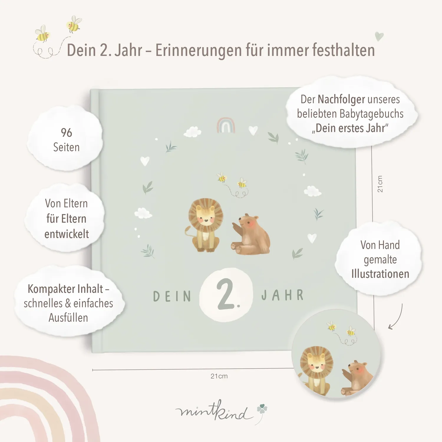 MINTKIND Babytagebuch Dein zweites Lebensjahr Beige