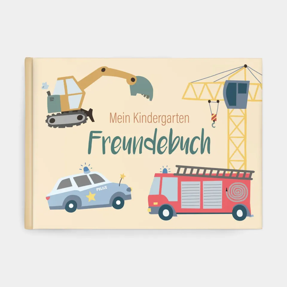 MINTKIND Kindergarten Freundebuch Fahrzeuge Hardcover 24 Freunde