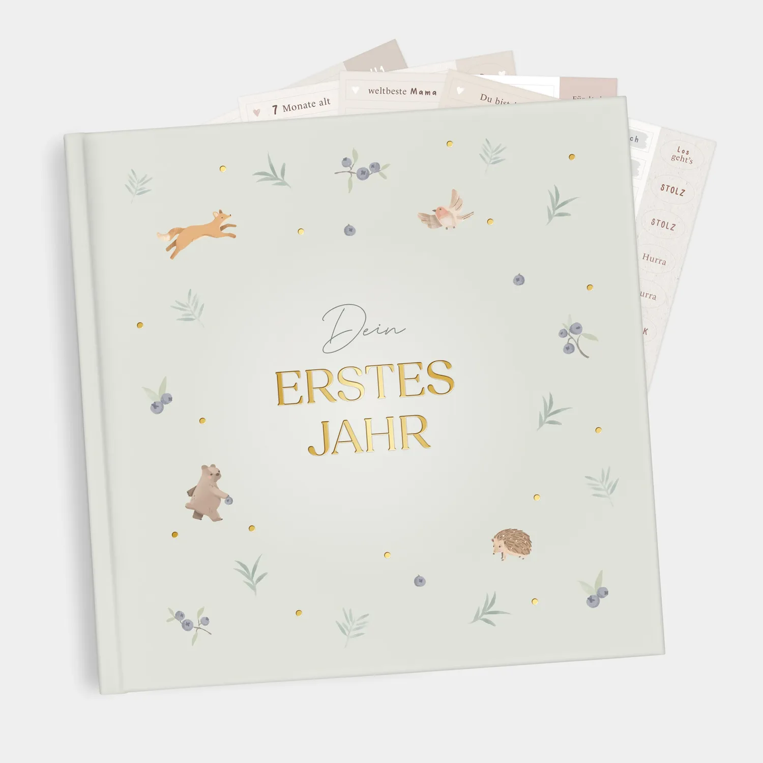 MINTKIND Dein erstes Jahr Babytagebuch Beige 164 Sticker