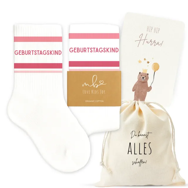 MeinBaby123 Geburtstagskind Socken Pink Baumwolle 1 Paar