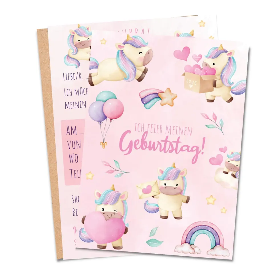 MeinBaby123 Einhorn Einladungskarten Kindergeburtstag 10er Umschlag