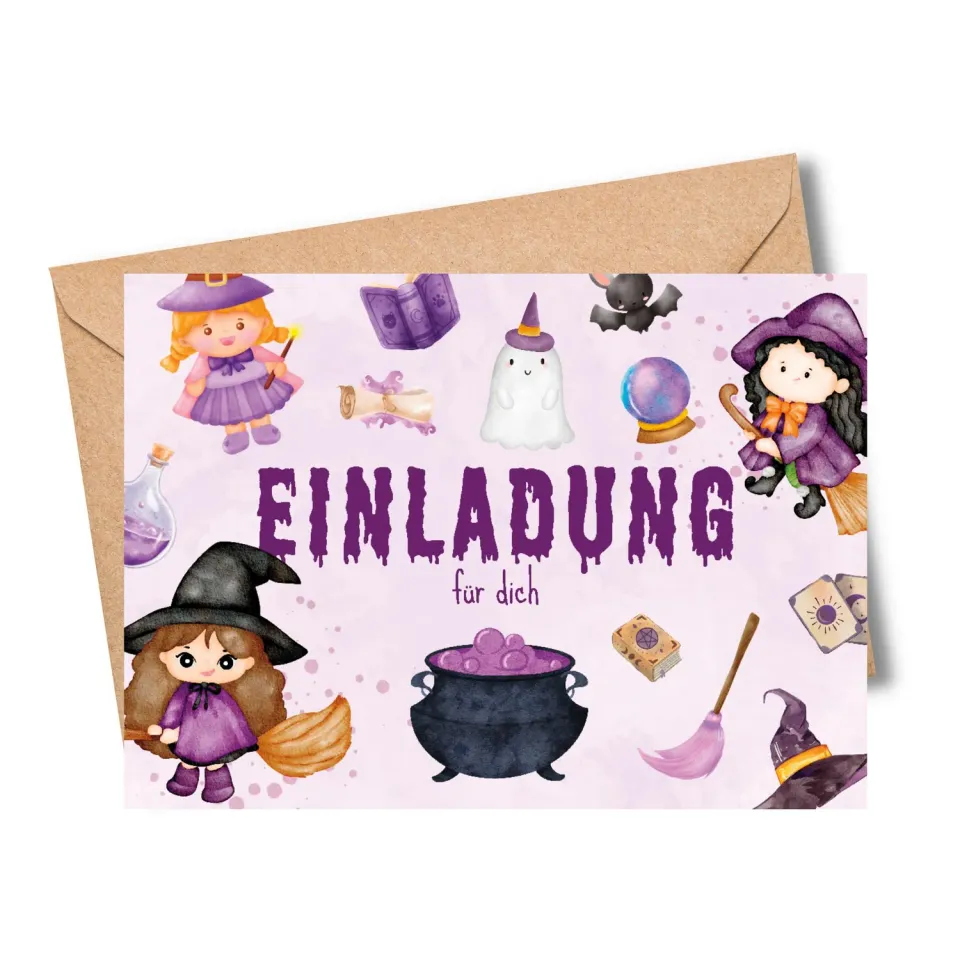 MeinBaby123 Einladungskarten Kindergeburtstag Hexe 10er Set