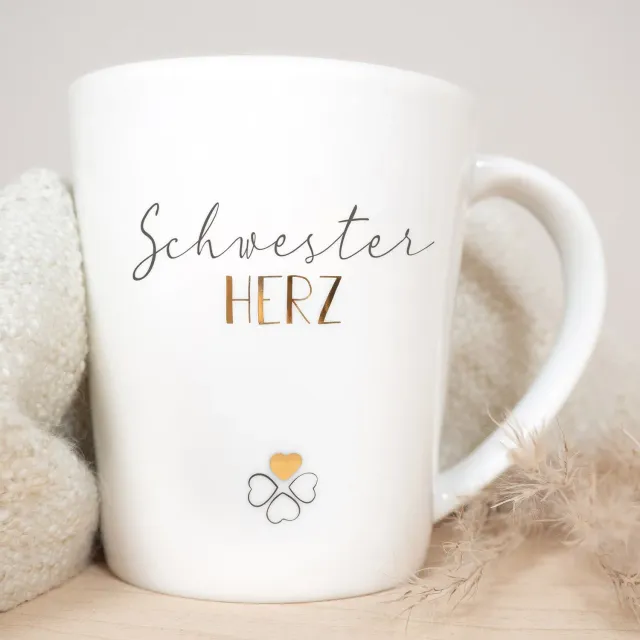 MINTKIND Schwesterherz Porzellan-Becher 250 ml Echtgold