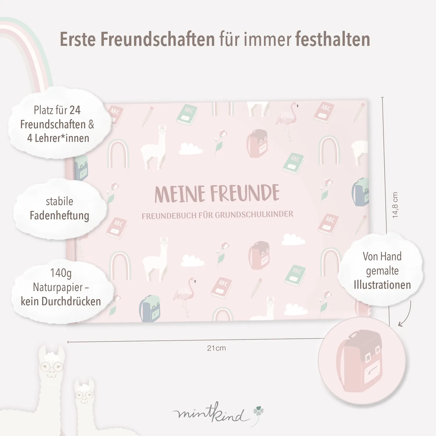 MINTKIND Meine Schulfreunde Freundebuch Rosa Grundschule
