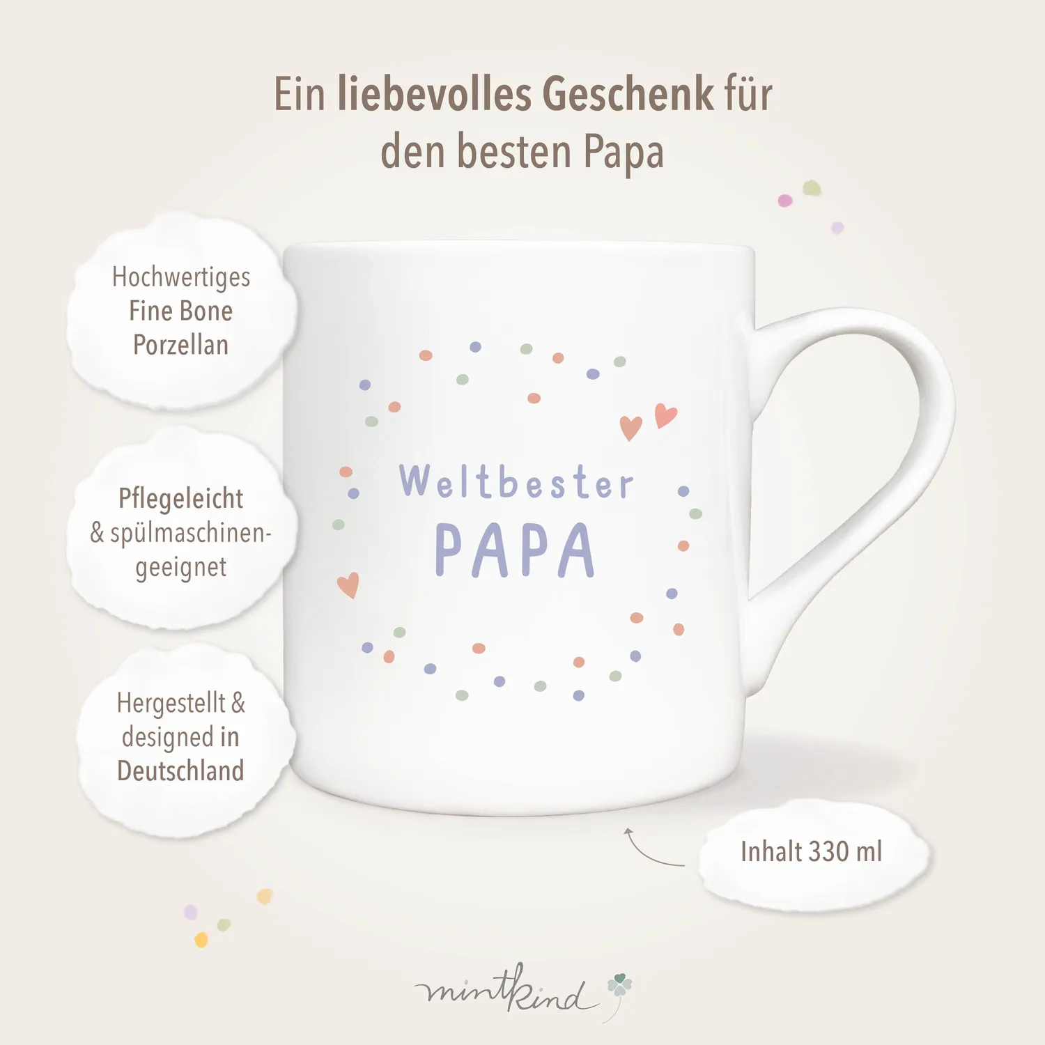 MINTKIND Geschenk Set Papa Geschenkset mit Buch und Tasse