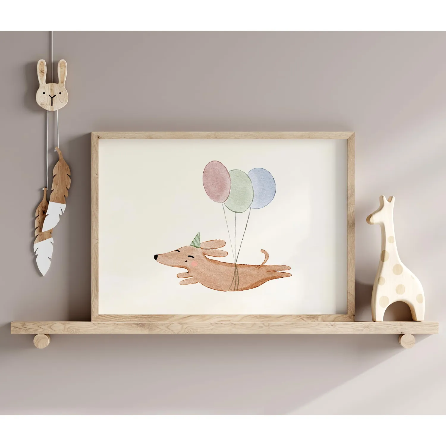 MeinBaby123 Poster Hund Luftballon A4 matt