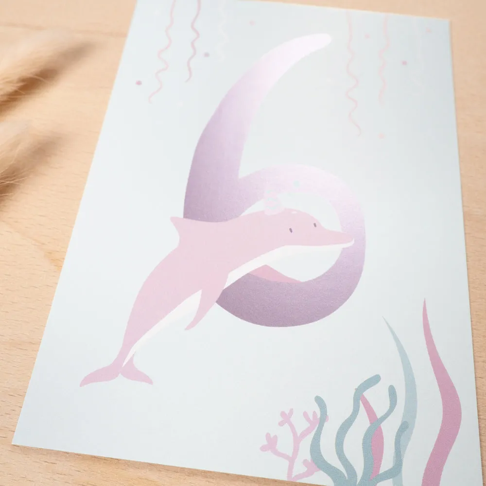 MINTKIND Geburtstag Glückwunschkarte 6 Delfin DIN A6