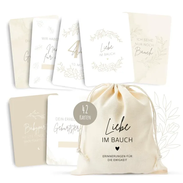 MeinBaby123 Meilensteinkarten Schwangerschaft beige boho 42er Set