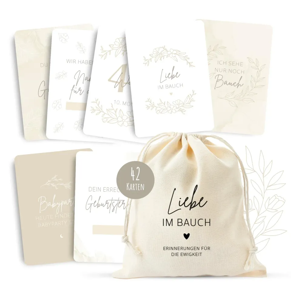 MeinBaby123 Meilensteinkarten Schwangerschaft beige boho 42er Set