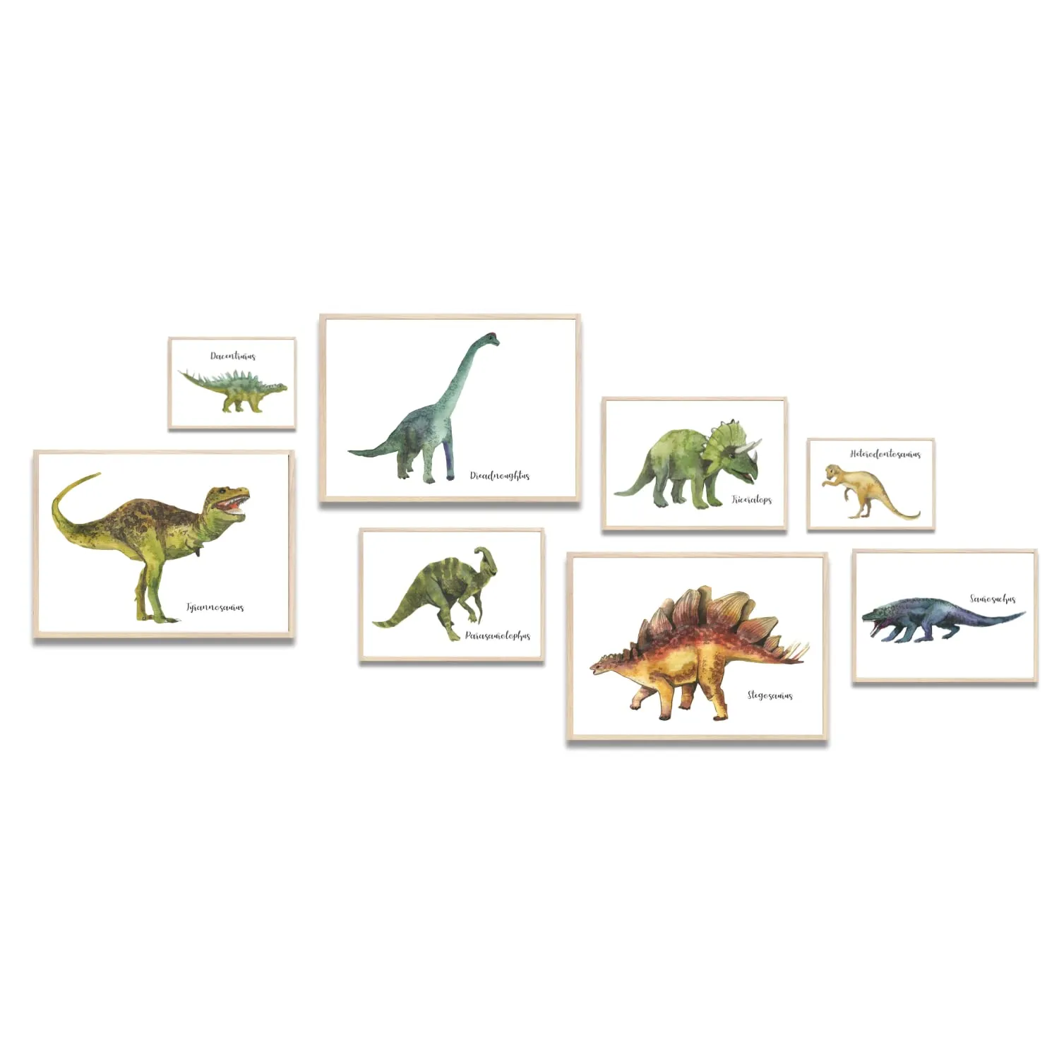 MeinBaby123 Dino Kinderzimmerposter 8er Set A4 A5 A6 300g