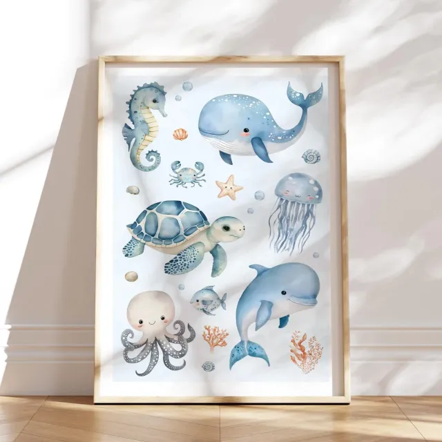 MeinBaby123 Unterwasserwelt Kinderzimmerposter A2 matt 300g