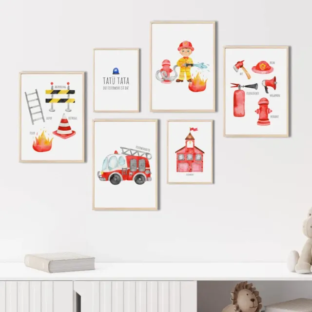 MeinBaby123 Feuerwehr Poster 6er Set A4 und A5