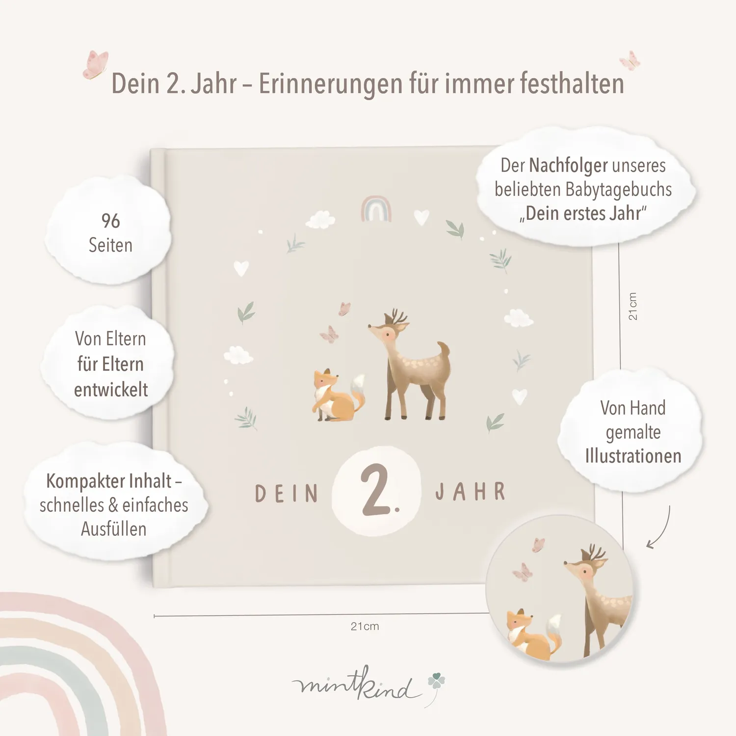 MINTKIND Babytagebuch Dein zweites Lebensjahr Beige