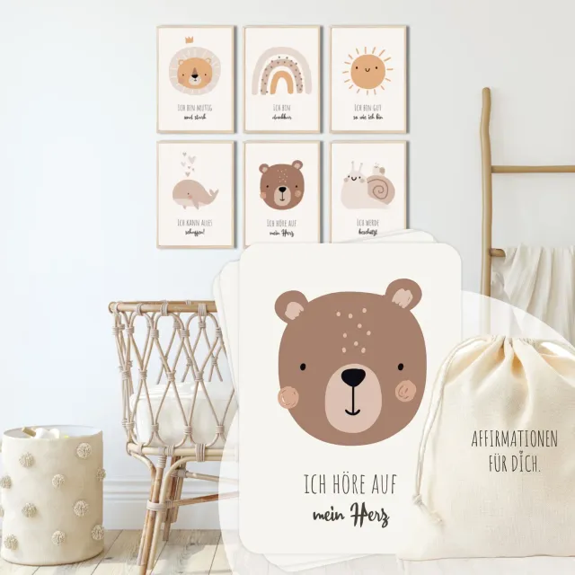 MeinBaby123 Affirmationsposter A4 6er Set mit Karten