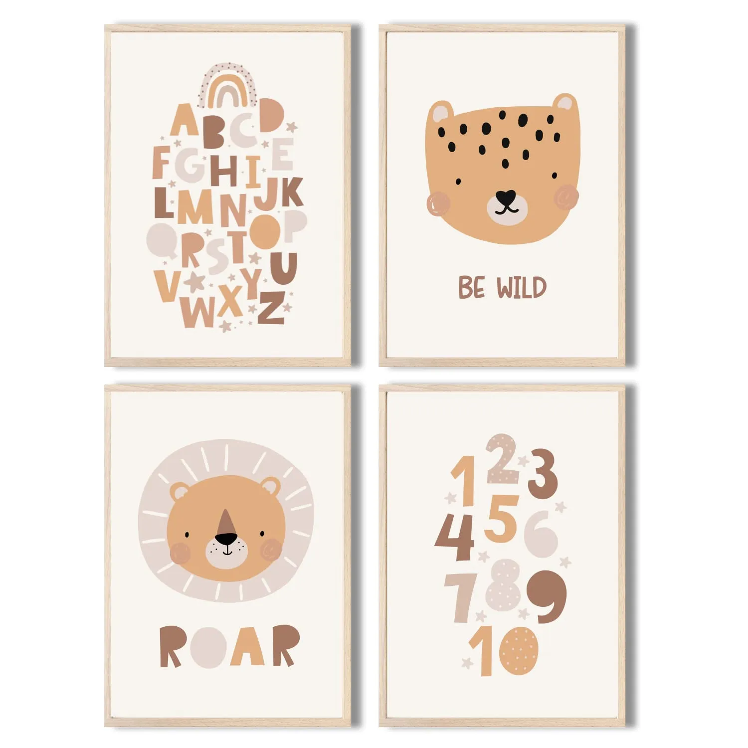 MeinBaby123 Süße Tiere Poster Kinderzimmer 4er Set A4