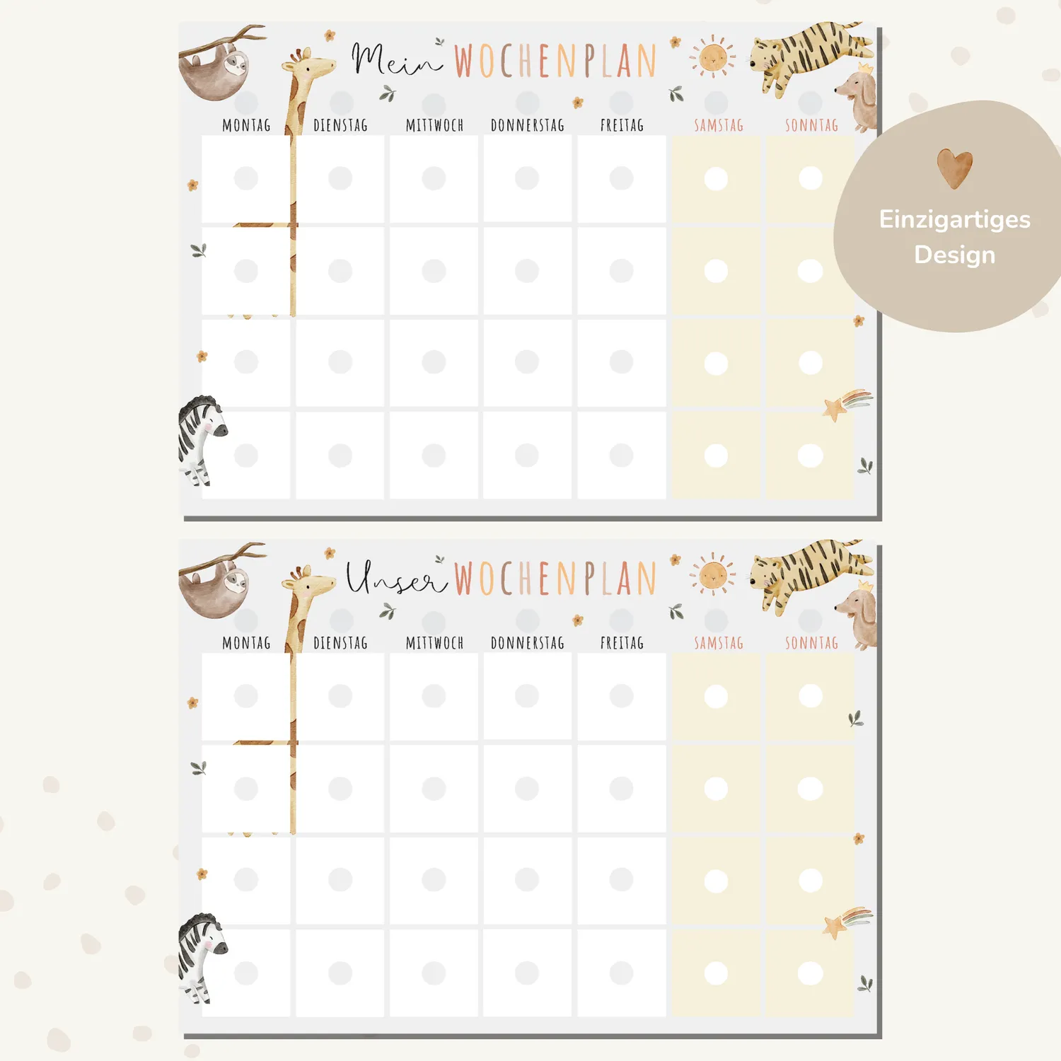 MeinBaby123 Montessori Wochenplan zum Ausdrucken Boho