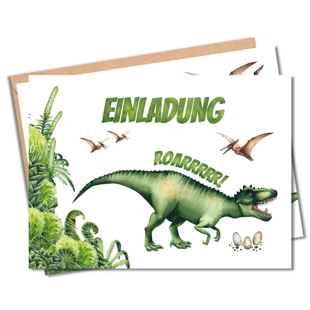 MeinBaby123 Einladungskarten Kindergeburtstag Dino 10er
