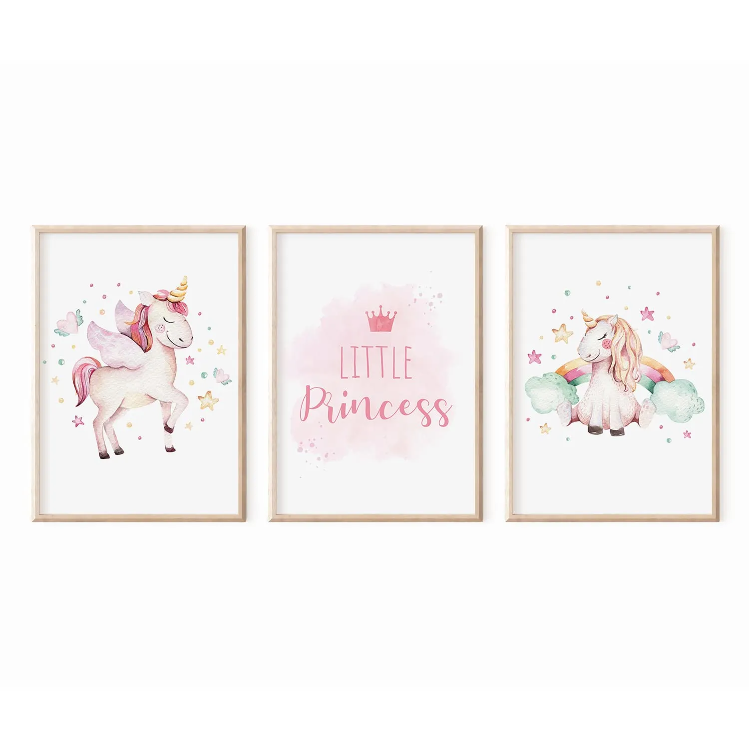 MeinBaby123 Kinderzimmerposter 3er Set A4 Einhorn Fee