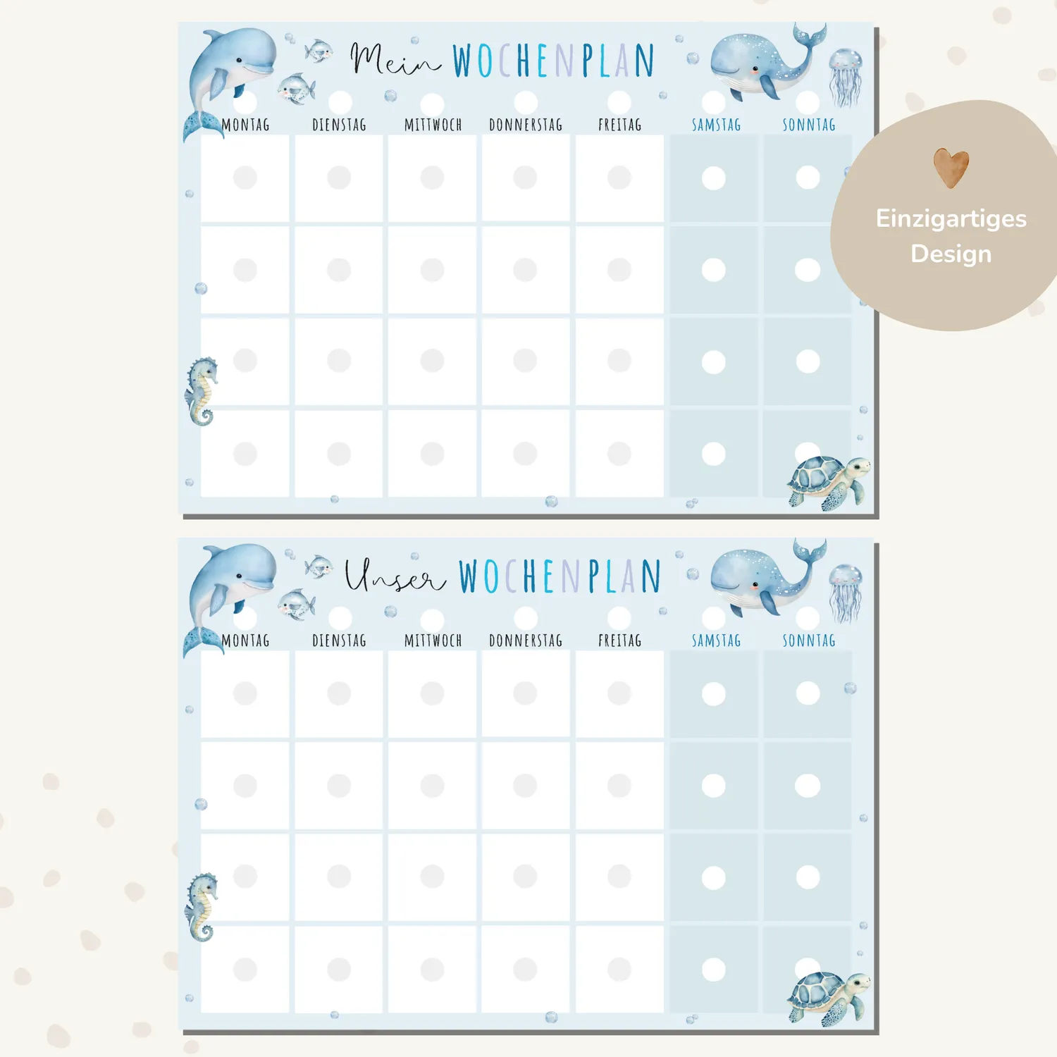 MeinBaby123 Wochenplan Montessori Plan Ausdrucken Delfin Wal PDF