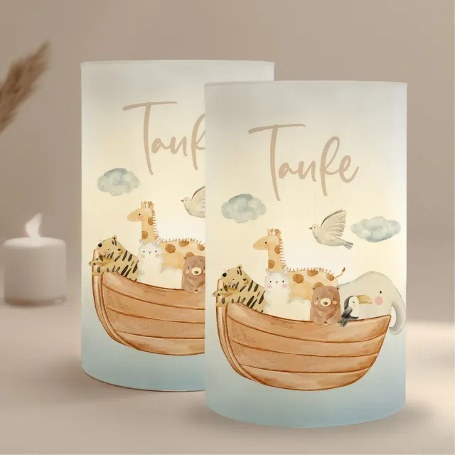 MeinBaby123 Arche Windlicht 10er Set Taufe Transparent