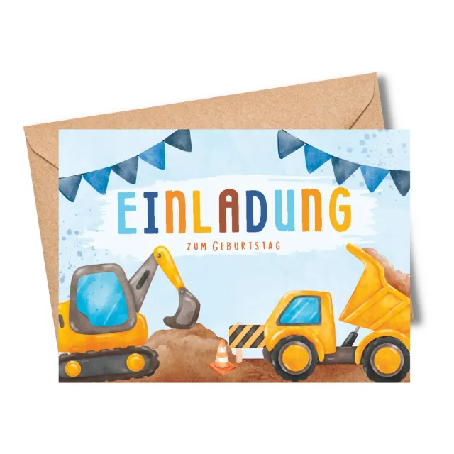MeinBaby123 Einladungskarten Kindergeburtstag 10er Kraftpapier