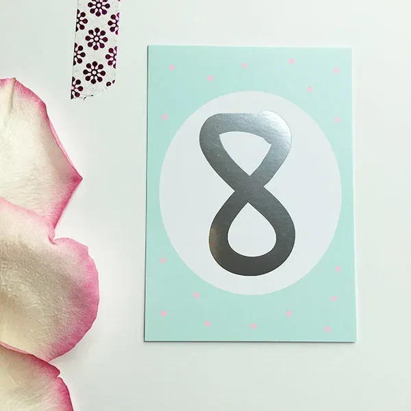 MINTKIND Mini-Kärtchen 8 Silber Pastell Karte DIN A7