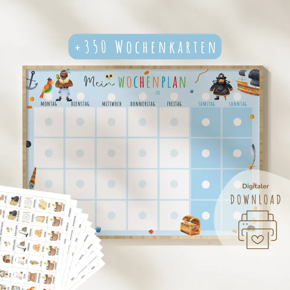 MeinBaby123 Wochenplan Kinder Piraten Montessori PDF Ausdruck