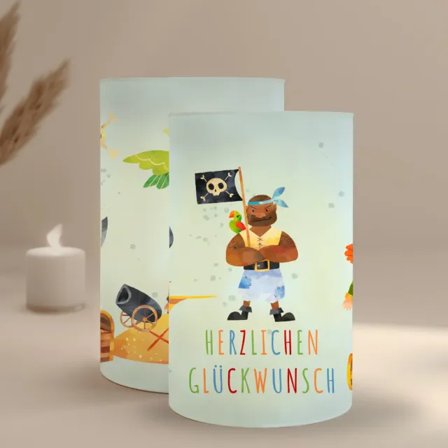 MeinBaby123 Windlichter Piraten 10 Stück 10 cm Transparent