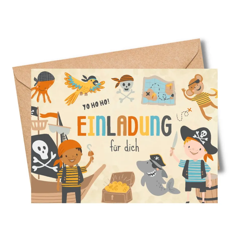 MeinBaby123 Einladungskarten Piraten 10er mit Umschlag