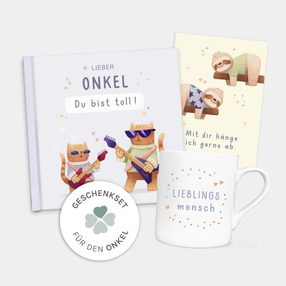 MINTKIND Geschenk Set Onkel Geschenkset mit Buch und Tasse