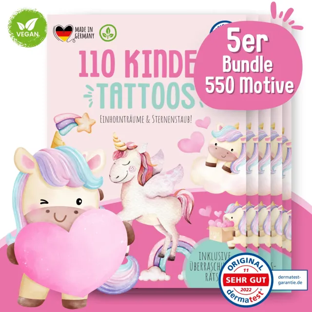 MeinBaby123 Kinder Tattoos Einhorn Fee 550 Stück 5er Set