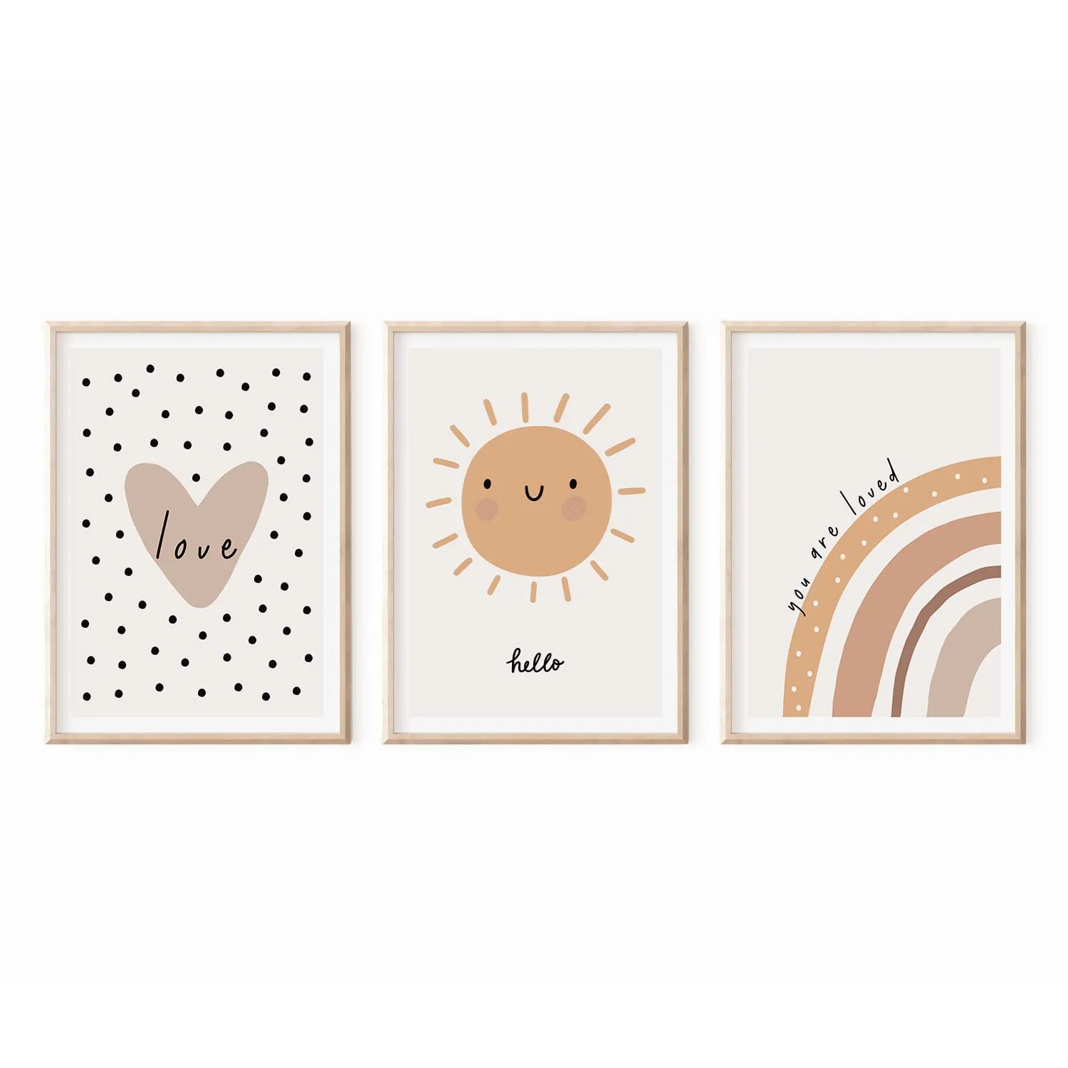 MeinBaby123 Kinderzimmerposter Sonne & Herz 3er Set A4