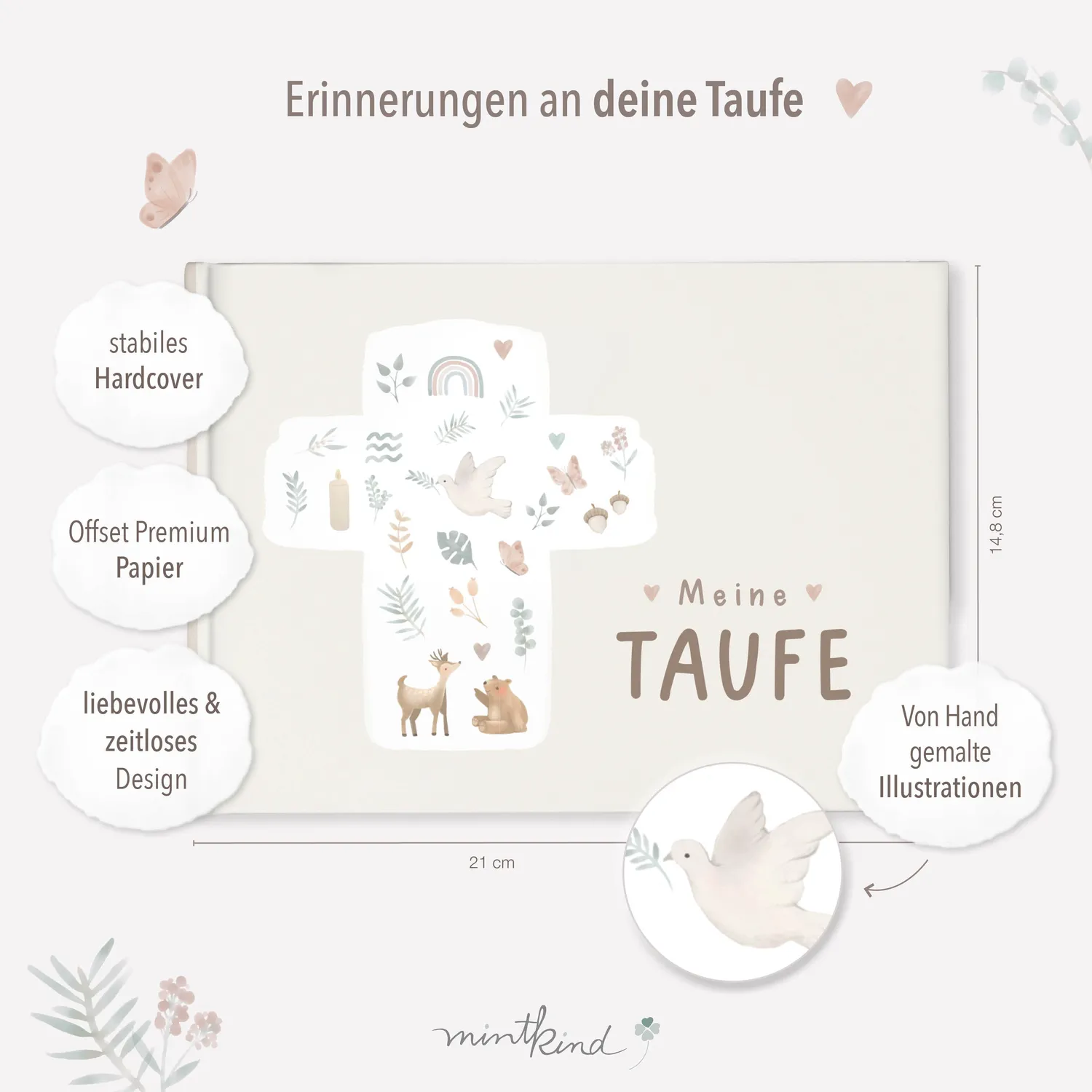 MINTKIND Meine Taufe Taufbuch Wald 60 Seiten