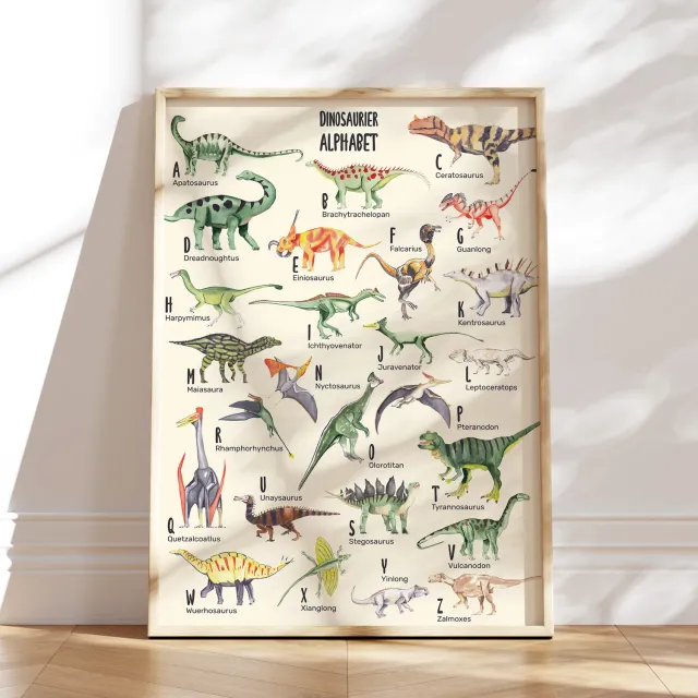 MeinBaby123 Dino ABC Poster A2 Lernposter