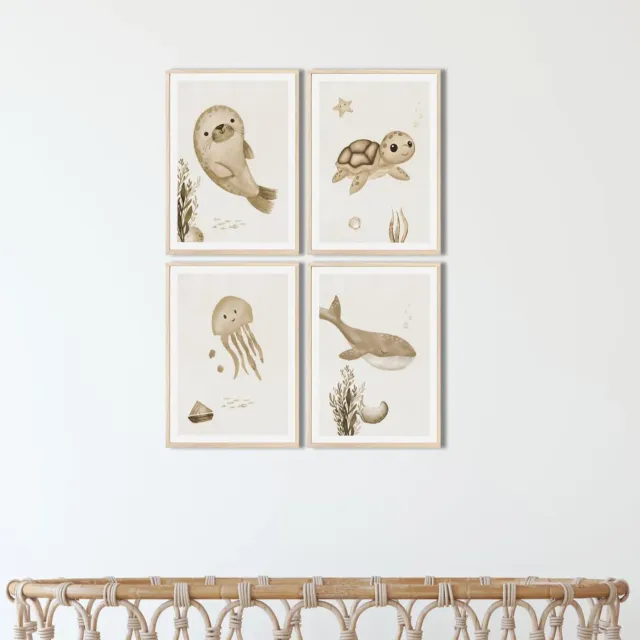 MeinBaby123 Unterwasserwelt Kinderzimmerposter 4er Set A4