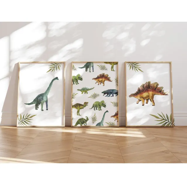 MeinBaby123 Dino Poster Kinderzimmer 3er A4 matt