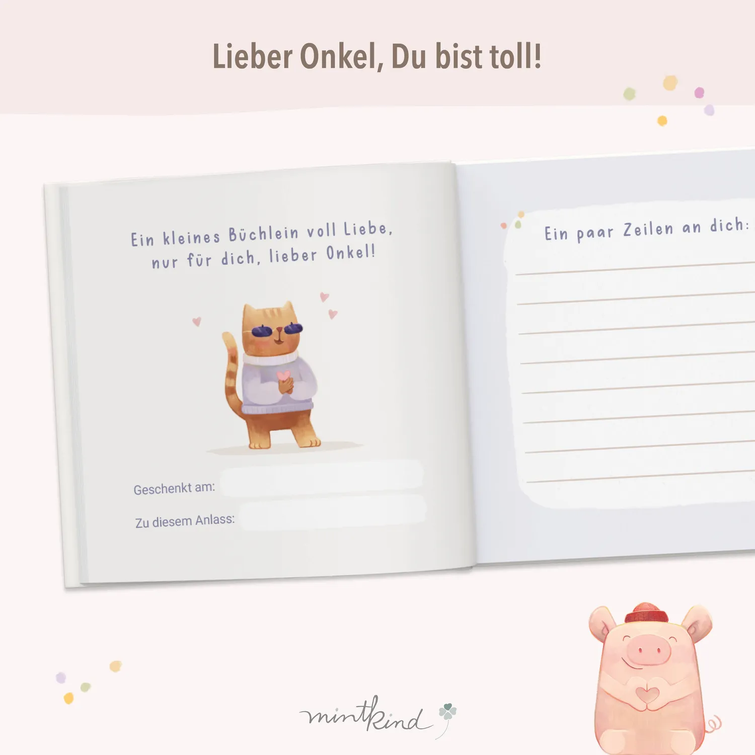 MINTKIND Lieber Onkel Du bist toll Geschenkbuch Mitmachen