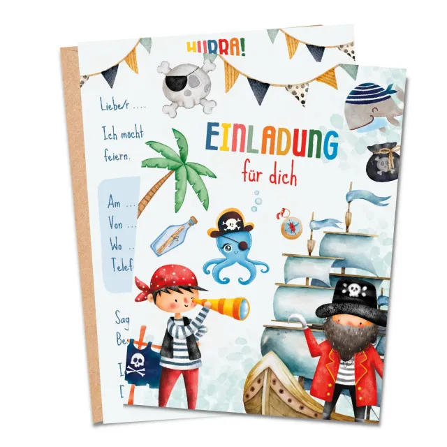 MeinBaby123 Einladungskarten Kindergeburtstag Piraten 10er