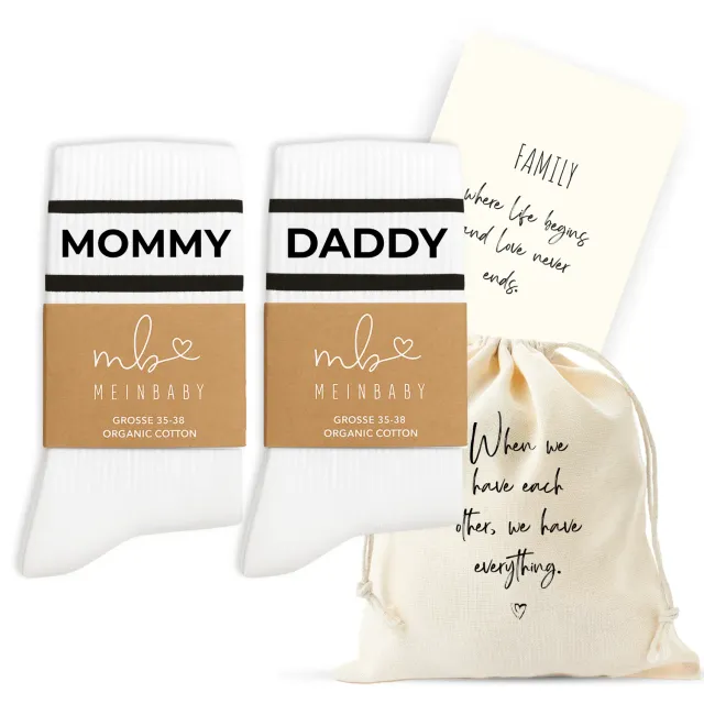 MeinBaby123 Mommy Daddy Retro-Socken Set Bio-Baumwolle