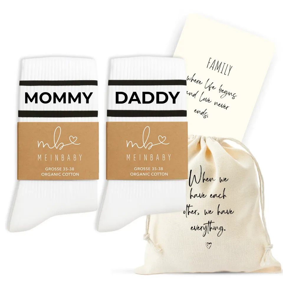 MeinBaby123 Mommy Daddy Retro-Socken Set Bio-Baumwolle