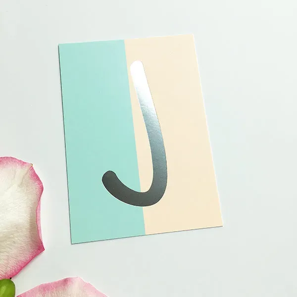 MINTKIND Mini-Kärtchen J Karte Silber Pastell DIN A7