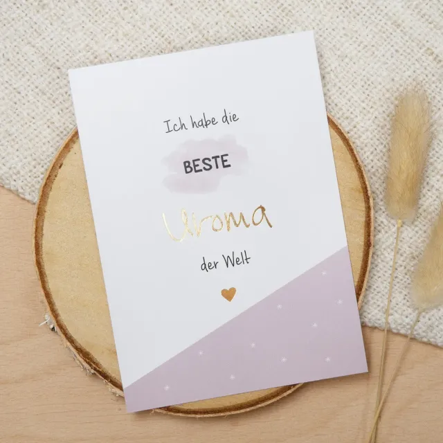 MINTKIND Postkarte Gold Beste Uroma DIN A6