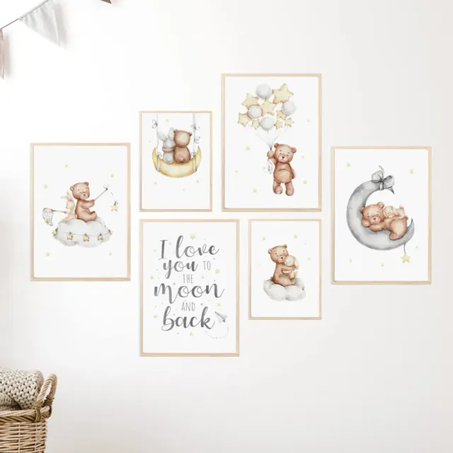 MeinBaby123 Sterne & Bär Poster 6er Set A4/A5 Boho